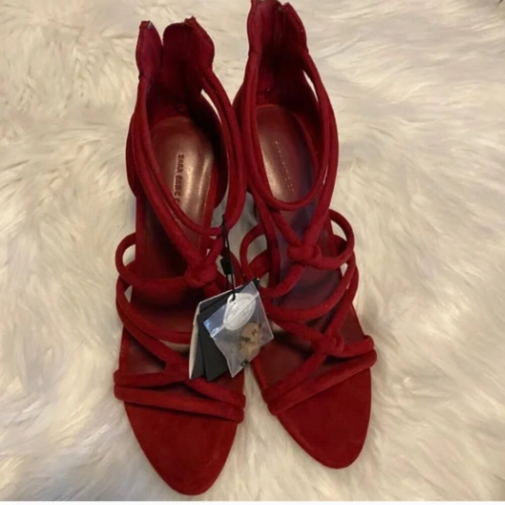 Zara Strappy heel 4 inch faux suede upper